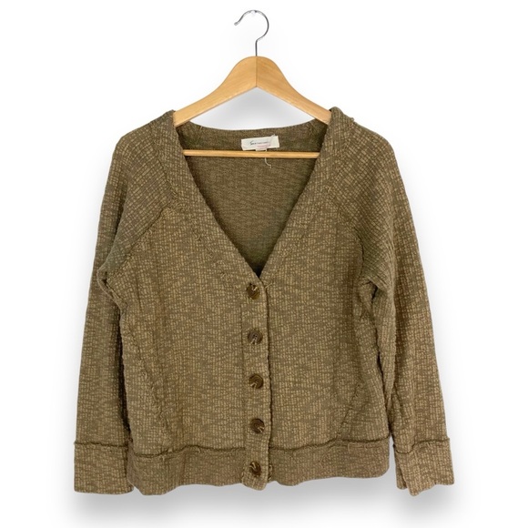 Vince Camuto Knit Button Front Chunky Slouchy Cardigan Sweater Olive Size Medium - Picture 3 of 8